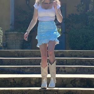 Tiger Mist Small Turquoise Lace Up Skirt